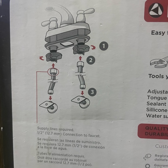Delta EVERLY 25741LF-SP 2-Handle Bathroom Faucet SpotShield Brushed Nickel NEW - Picture 7 of 11